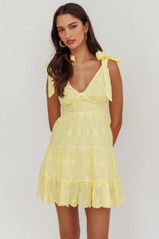 Ardent Tied Shoulder Mini Dress Lemon