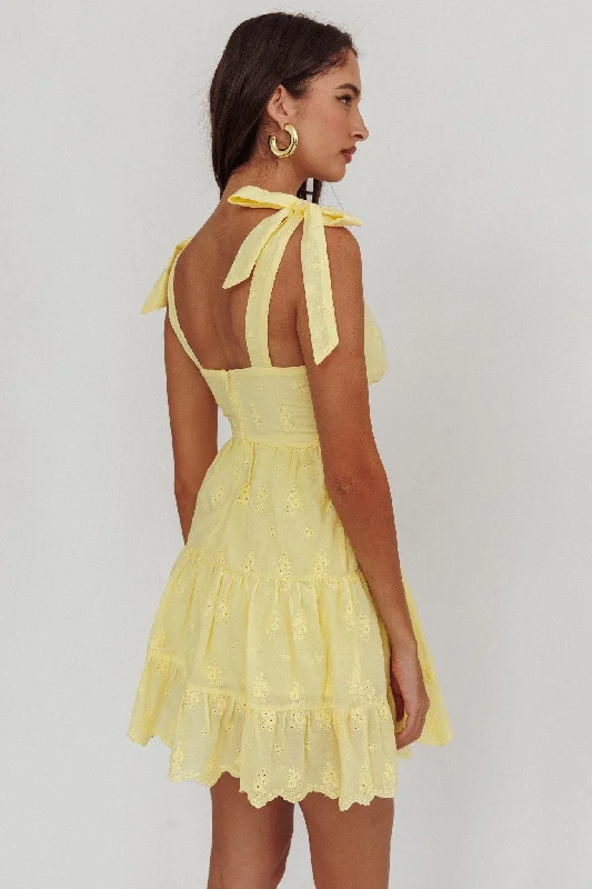 Ardent Tied Shoulder Mini Dress Lemon