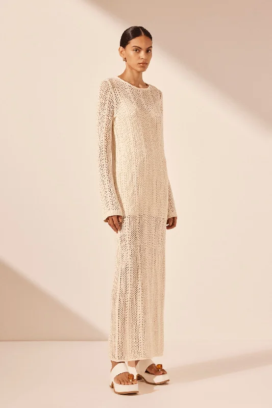 ARLO LONG SLEEVE MAXI DRESS - IVORY