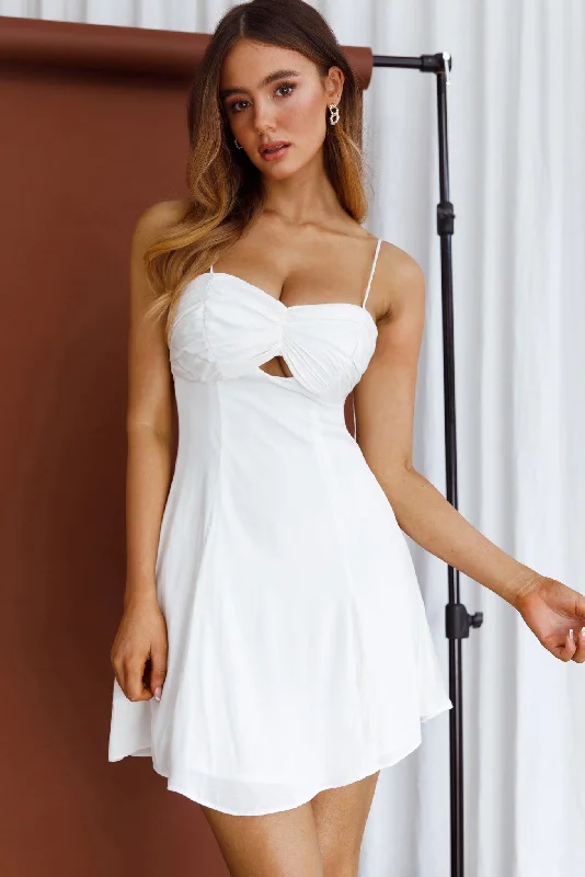 Aurelius Gathered Bust Cami Strap Mini Sundress Cream