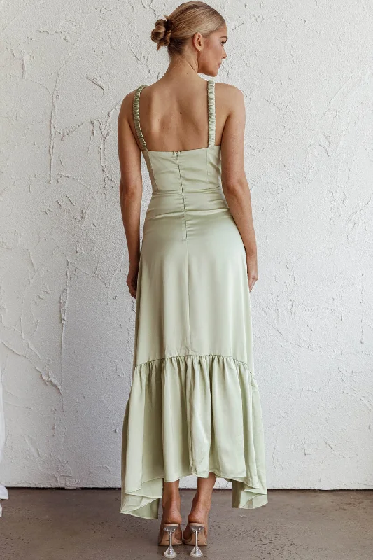 Belle De Jour Flounce Hem Midi Dress Pistachio