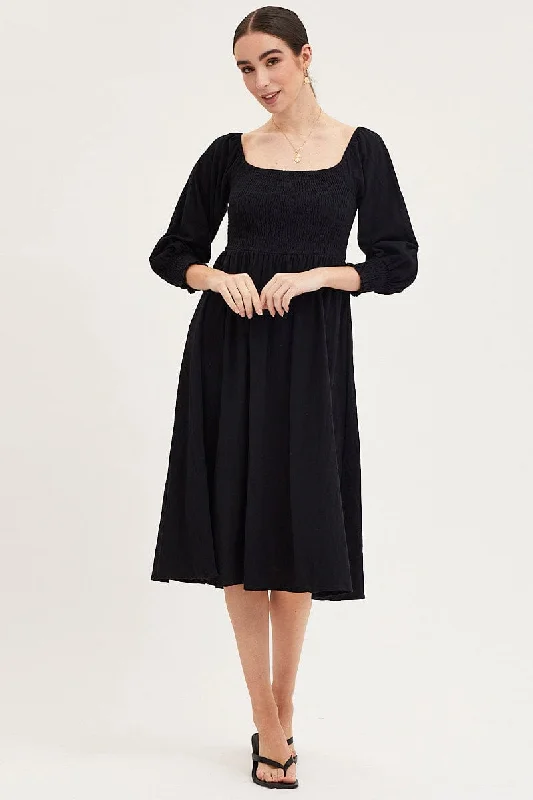 Black Dress Long Sleeve Maxi