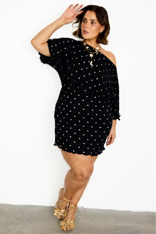 Black Plisse Mini Tilly Dress Petite