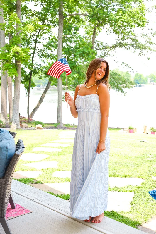 BLUE AND WHITE STRIPE MAXI