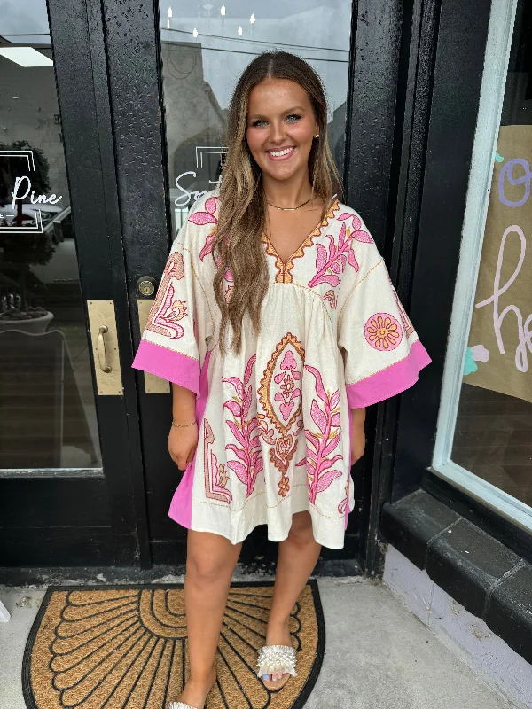 Boho embroidered dress