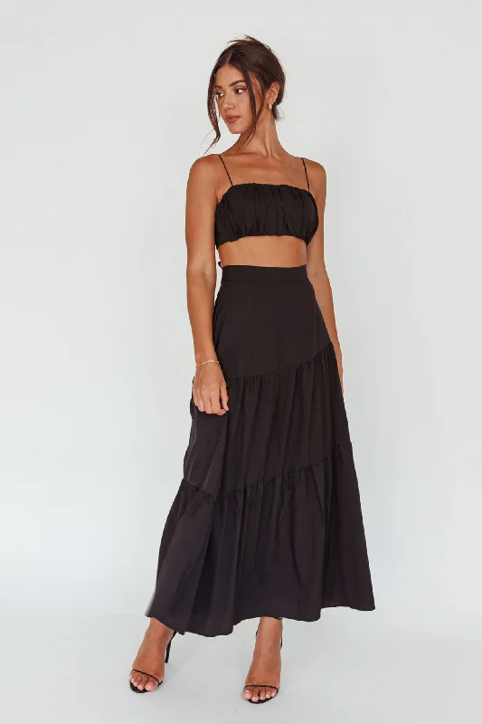 Bondi Waist Tie Maxi Skirt Black