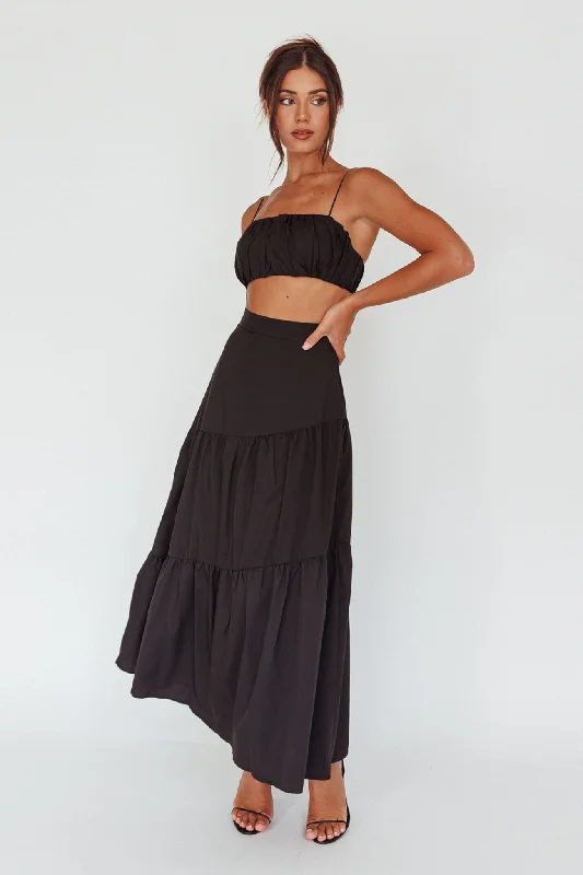 Bondi Waist Tie Maxi Skirt Black