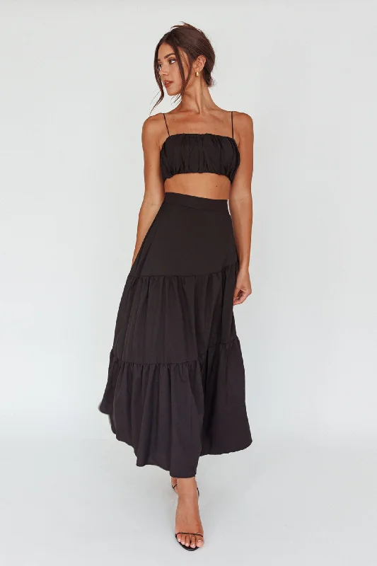 Bondi Waist Tie Maxi Skirt Black