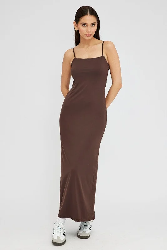 Brown Supersoft Maxi Dress Sleeveless