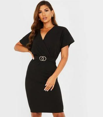 Buckle Bodycon Dress Black