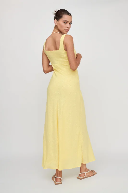 Carlee Gathered Bust Maxi Dress Yellow