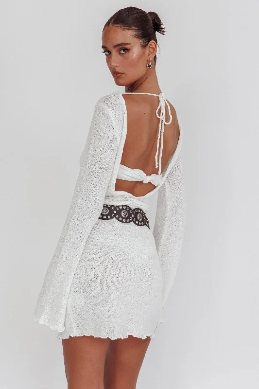 Carousel Backless Knit Mini Dress White