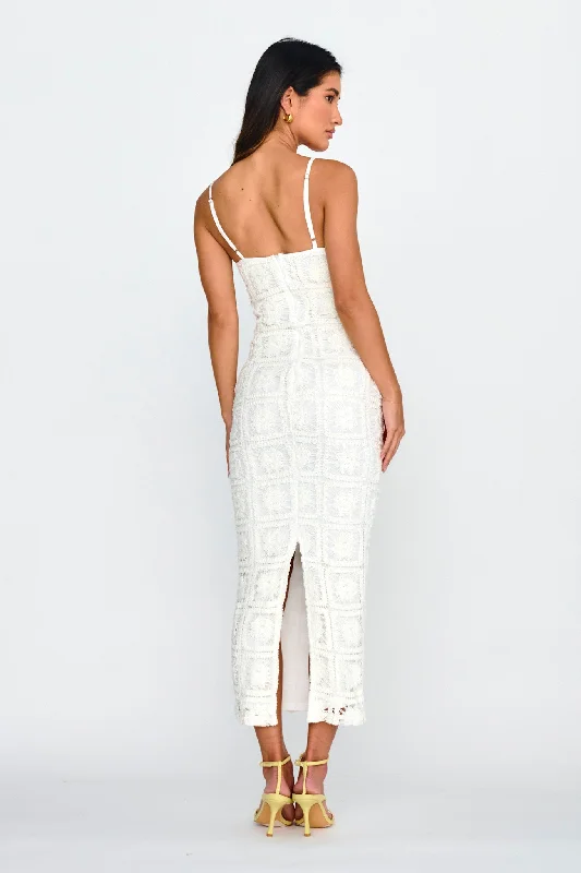 Cayman Sunset Crochet Midi Dress White