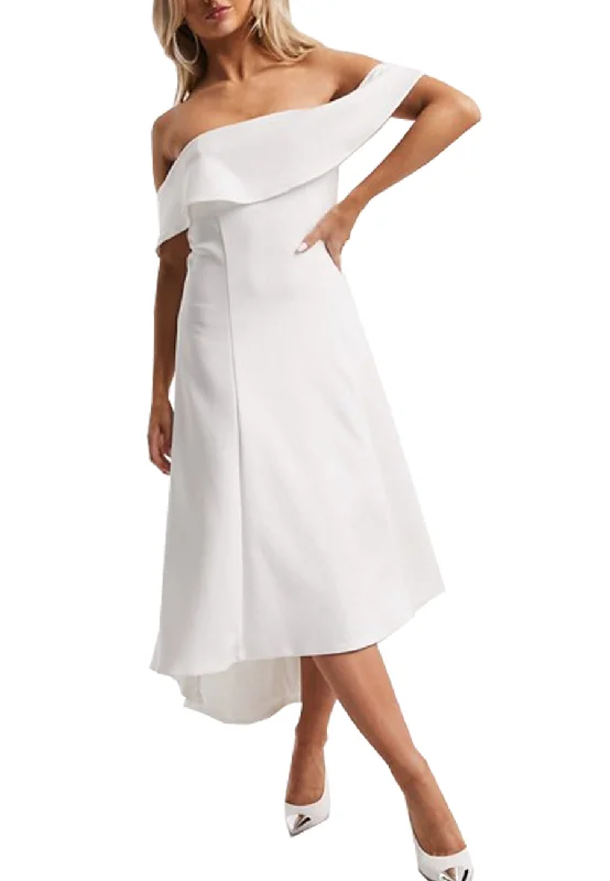 White Wanda Off Shoulder High Low Dress