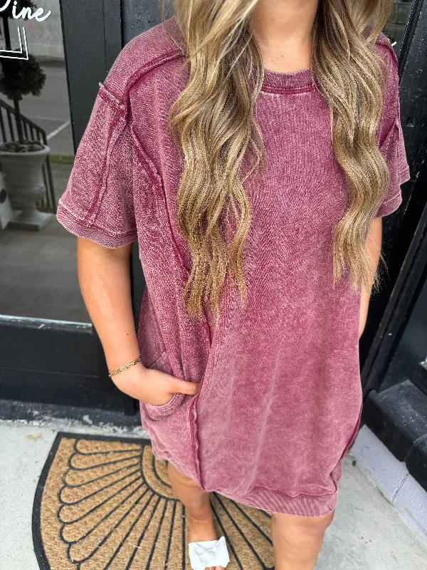 Maroon acid wash dress