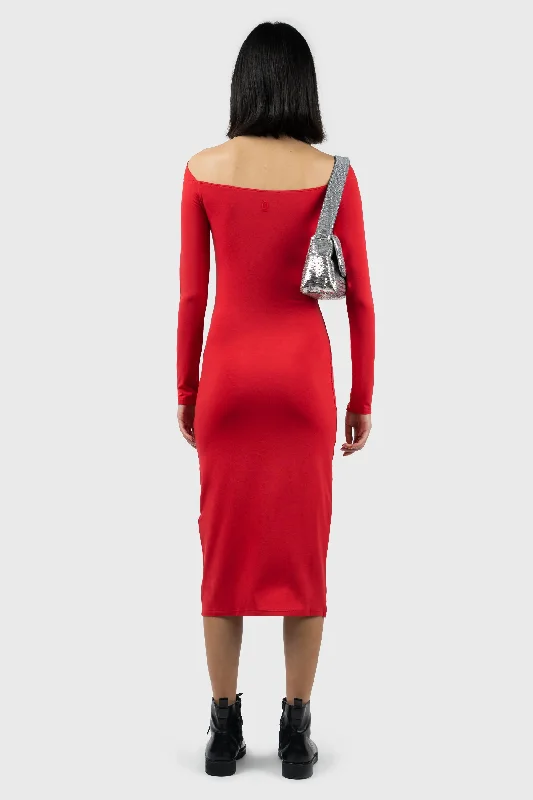 Cut Out Detail Long Sleeve Midi Dress