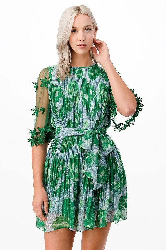 Dahlia Green Pleated Dress