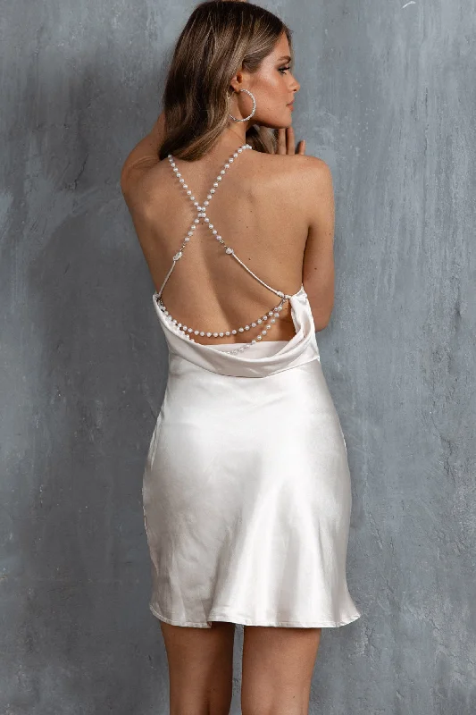 Danijela Pearl Back Slip Dress Champagne