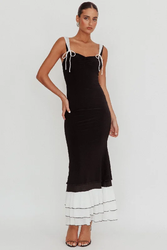 Daydreamers Ruffle Maxi Dress Black