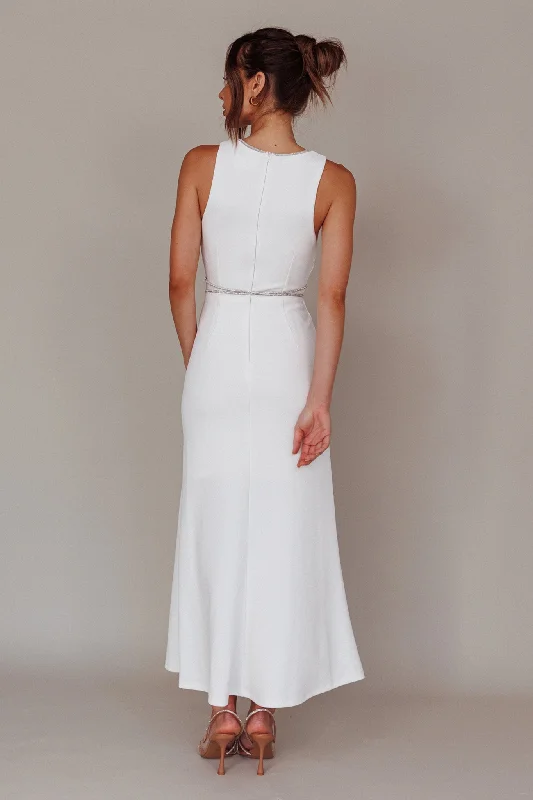 Del Sol Diamante Rope Maxi Dress White