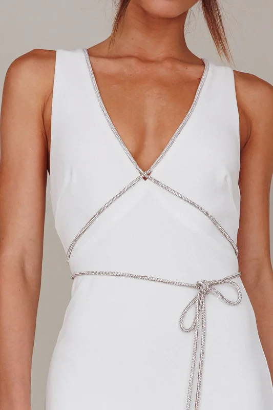 Del Sol Diamante Rope Maxi Dress White