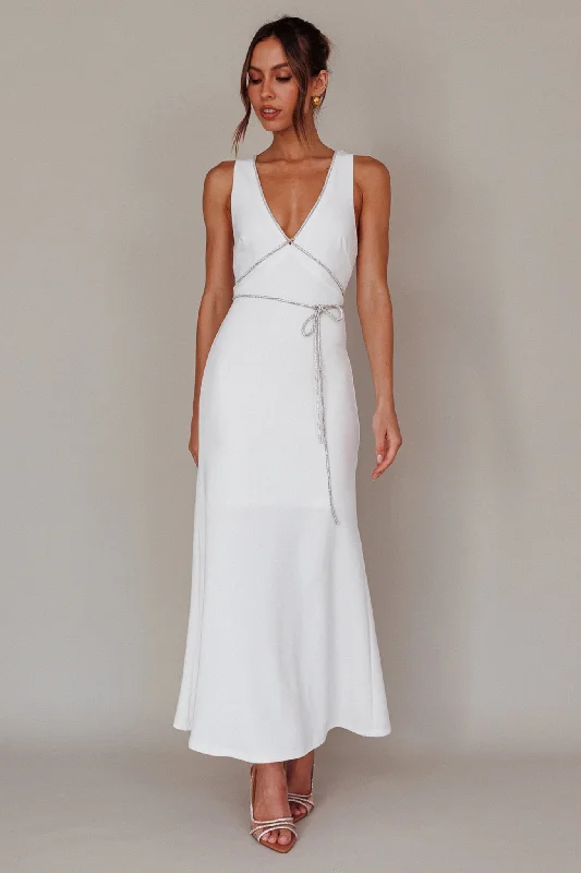 Del Sol Diamante Rope Maxi Dress White