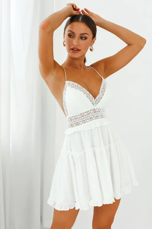 Desert Rose Crochet Tie-Up Back Sun Dress White