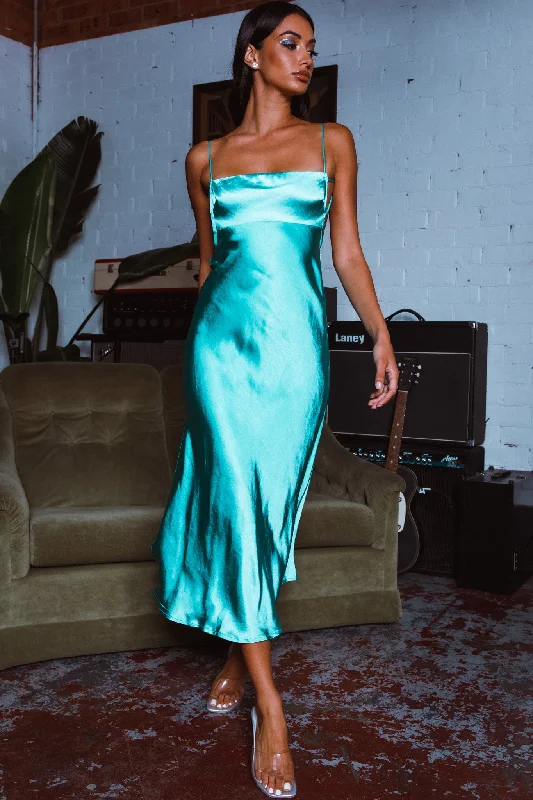 Dolce Life Low Back Midi Dress Teal