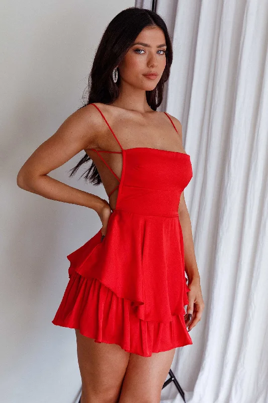 Dolce Life Low Back Romper Red