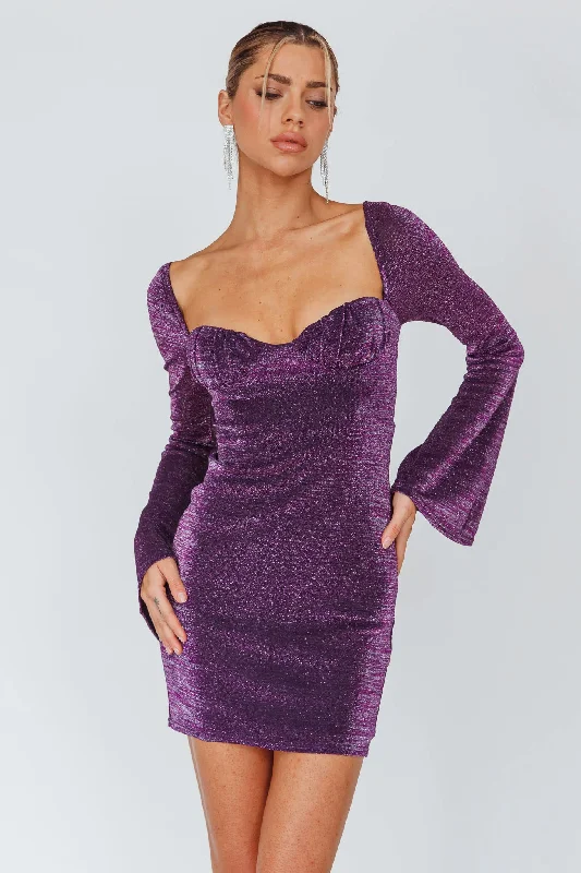 Dreaming Of Rome Laced Back Mini Dress Sparkle Grape