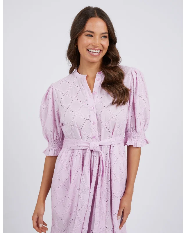 Elm Ottile Broderie Dress Sweet Lilac