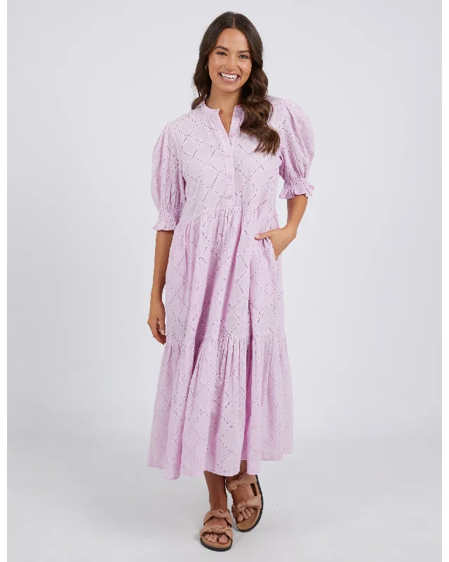 Elm Ottile Broderie Dress Sweet Lilac