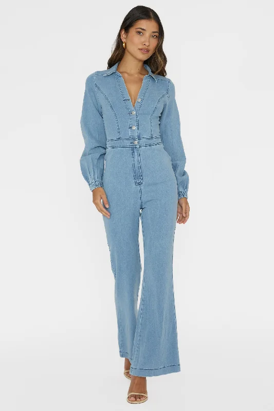 Emilio Long Sleeve Jumpsuit Denim Blue