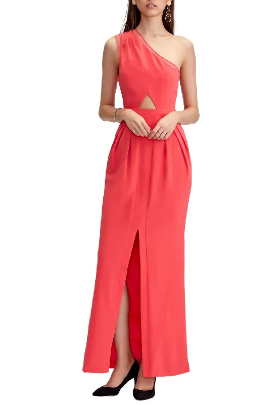 Red Stella One Shoulder Asymmetrical Cutout Maxi Dress