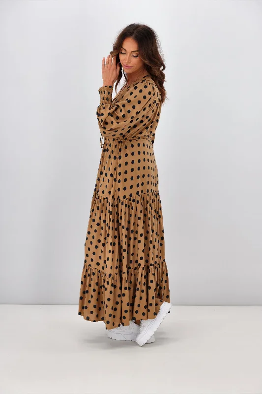 Fria Terra Long Sleeve Midi Dress Dot Print