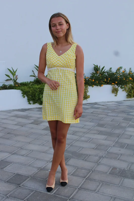 Gingham Short Summer 60's Dress