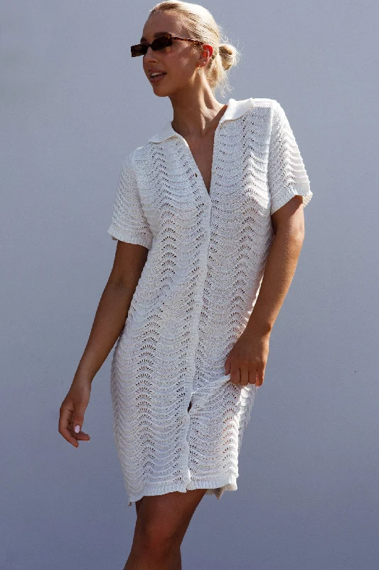 Glennon B Crochet Shirt Dress White