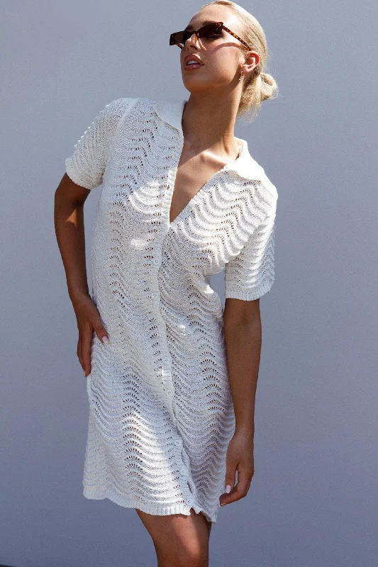 Glennon B Crochet Shirt Dress White