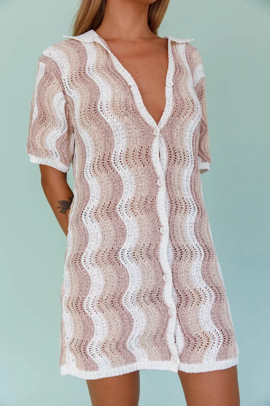 Glennon Crochet Shirt Dress Beige