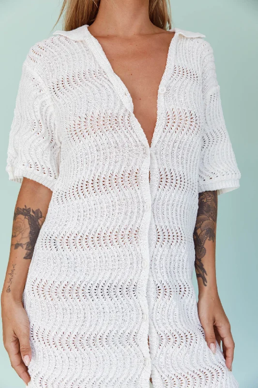 Glennon Crochet Shirt Dress White