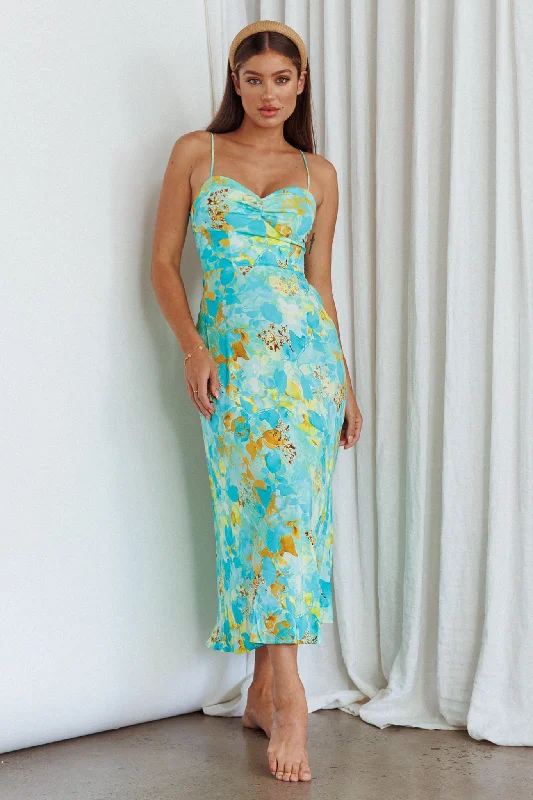 Golden Sands Cami Strap Maxi Dress Floral Teal