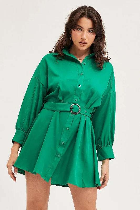 Green Dress Long Sleeve Mini