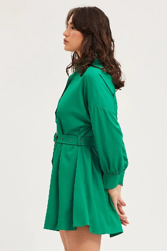 Green Dress Long Sleeve Mini