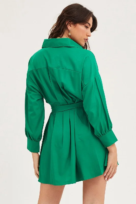 Green Dress Long Sleeve Mini