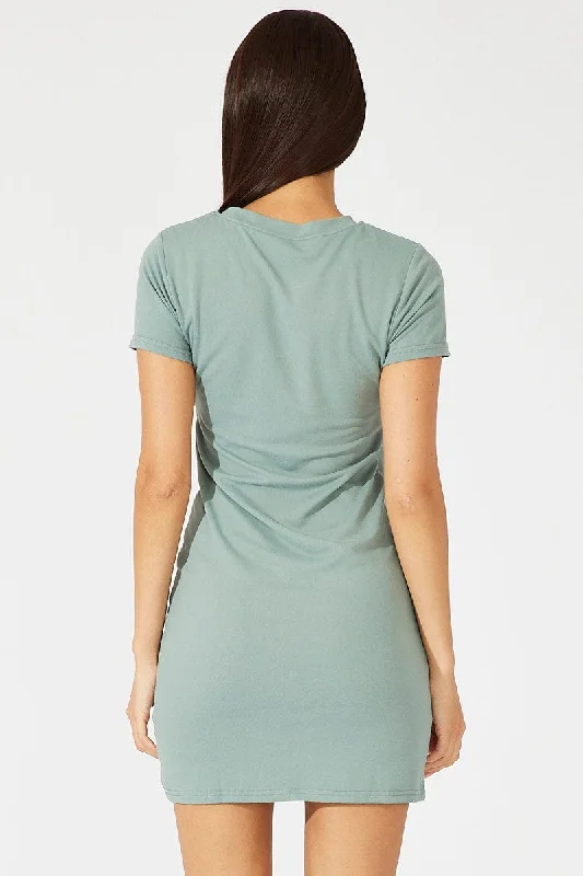 Green Supersoft Dress Short Sleeve Crew Neck