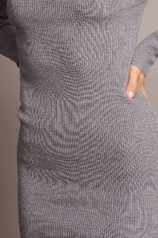 Grey Knit Dress Long Sleeve