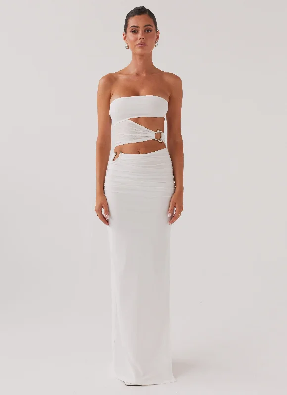 Into Pieces Mesh Maxi Dress - White