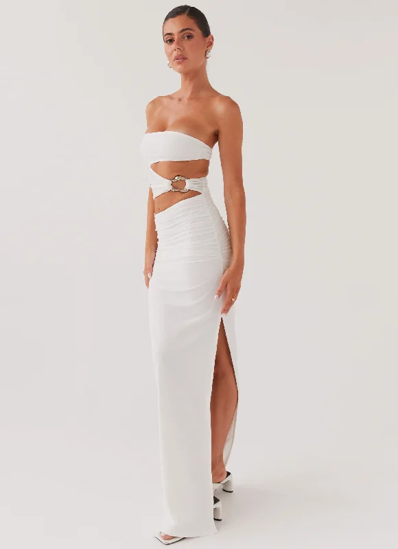 Into Pieces Mesh Maxi Dress - White