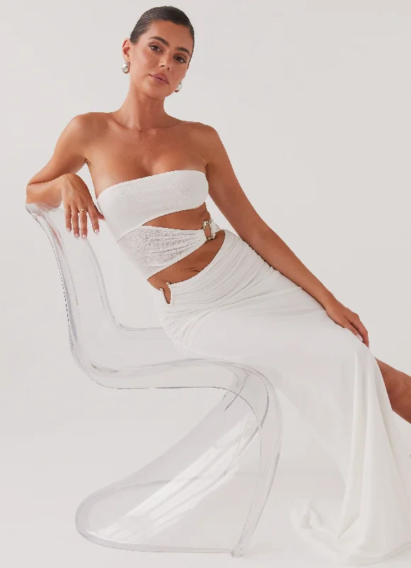 Into Pieces Mesh Maxi Dress - White