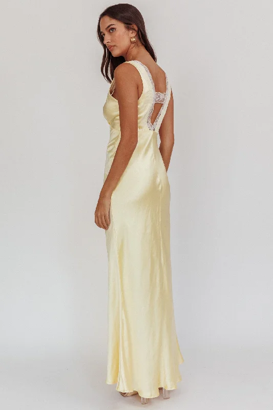 Ivonne Lace Trim V-Neck Maxi Dress Butter